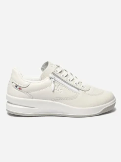 Baskets Cuir Femme Zip Blanc