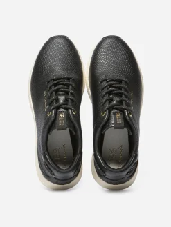 Baskets Femme Confort Cuir Embossé Noir JAZZRUN