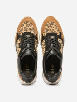 Baskets Femme Confort Cuir Noir Leopard BLONDIE