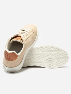Baskets Femme Fabrication Française Cuir Velours Beige FELICIE