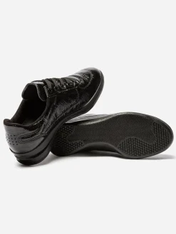 Baskets Femme Fabriquées En France Cuir Vernis Noir