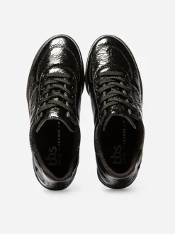 Baskets Femme Fabriquées En France Cuir Vernis Noir