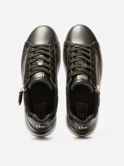 Baskets Femme Zippées Cuir Noir LORAZIP