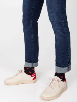 Baskets Homme Confort Cuir Crème et Rouge GEDEONE