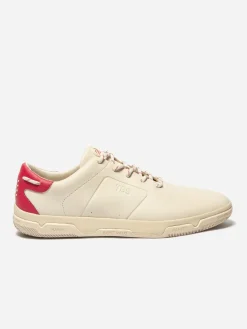 Baskets Homme Confort Cuir Crème et Rouge GEDEONE
