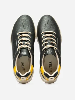 Baskets Homme Cuir TechniGrip® Marine et Jaune JAZAIRY