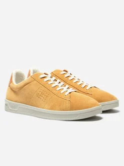 Baskets Homme Fabriquées En France Cuir Velours Jaune FLAUBER