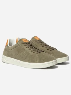Baskets Homme Fabriquées En France Cuir Velours Kaki