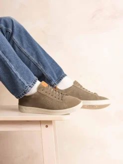 Baskets Homme Fabriquées En France Cuir Velours Kaki