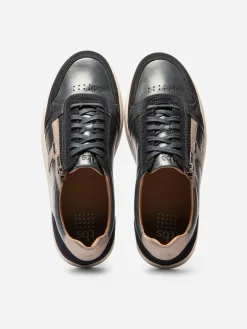 Baskets Homme Zippées Cuir Marine THEOZIP