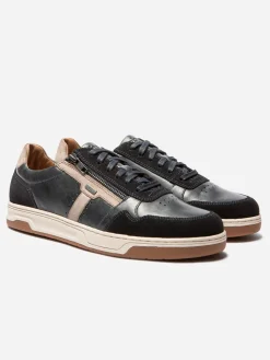Baskets Homme Zippées Cuir Marine THEOZIP