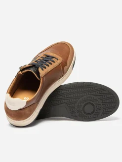 Baskets Homme Zippées Cuir Marron THEOZIP