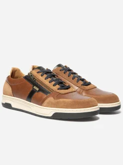 Baskets Homme Zippées Cuir Marron THEOZIP