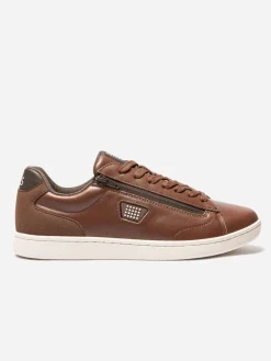 Baskets Homme Zippées Dessus Cuir Marron LAURICK