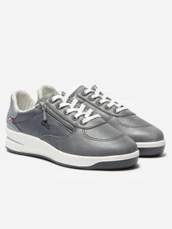 Baskets Zippées Femme Fabriquées en France Cuir Gris