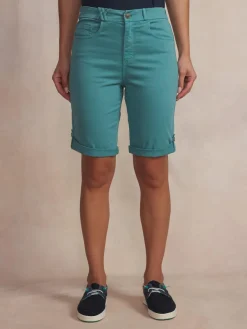 Bermuda Femme Ceinture Semi-élastiquée Vert SINTAMID