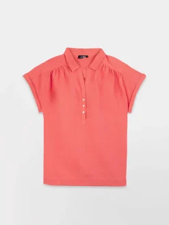 Blouse Femme Lin et Coton Rouge ILONAMIS