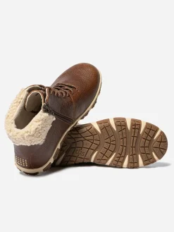 Boots Femme Doublée Feutrine Cuir Marron JANISSA