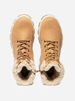 Boots Femme Fourrées Semelle Crantée Cuir Camel