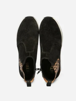 Boots Femme Semelle Sport Cuir Noir Leopard TEMARIE