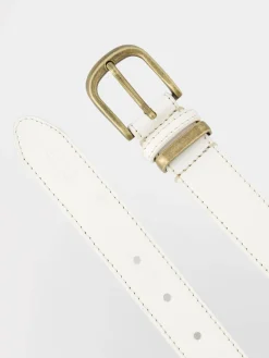 Ceinture Femme En Cuir Bouche Métal Blanc