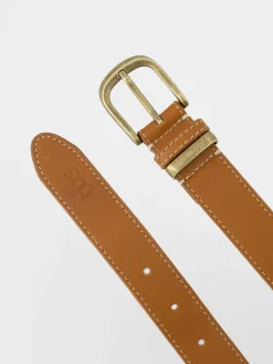 Ceinture Femme En Cuir Bouche Métal Marron