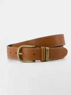 Ceinture Femme En Cuir Bouche Métal Marron