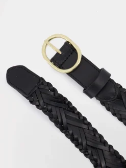 Ceinture Femme Tressée Cuir Noir LOUABELT