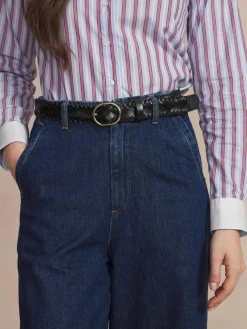 Ceinture Femme Tressée Cuir Noir LOUABELT