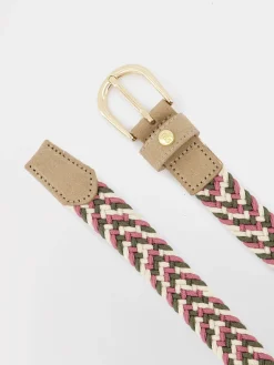 Ceinture Femme Tressée Elastiquée Matière Recyclée Rose MENNILA