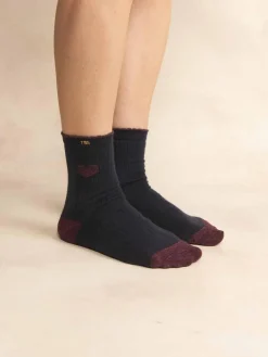 Chaussette Femme Textile Navy et Coeur LOVYSOC
