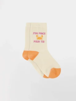 Chaussettes femme blanc et peche BILLYSOC