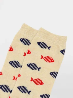 Chaussettes homme beige et poisson GARYSOCK