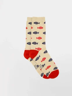 Chaussettes homme beige et poisson GARYSOCK