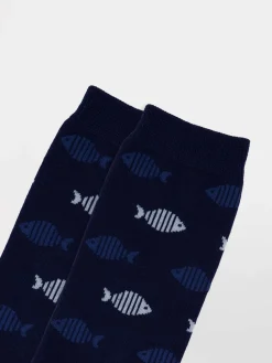 Chaussettes homme marine et poisson GARYSOCK