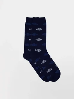 Chaussettes homme marine et poisson GARYSOCK