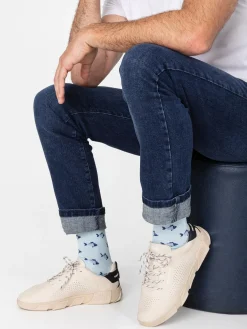 Chaussettes Homme Mi-mollets Matière Recyclée Marine et Bleu GARYSOCK