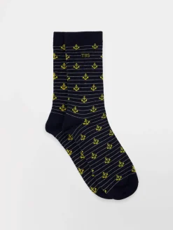 Chaussettes Homme Mi-mollets Matière Recyclée Marine et Jaune GARYSOCK