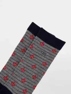 Chaussettes Homme Mi-mollets Matière Recyclée Gris et Rouge GARYSOCK