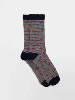 Chaussettes Homme Mi-mollets Matière Recyclée Gris et Rouge GARYSOCK