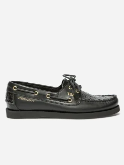 Chaussure Bateau Femme Cuir Marin Noir PHENISE