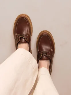 Chaussure bateau femme Lazaria Marron