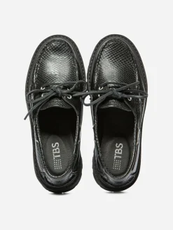 Chaussure bateau femme Python noir LAZARIA
