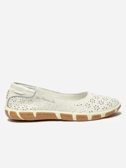 Chaussure Femme Cuir perforé Blanc et marrine JOAROSA