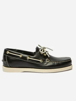 Chaussures Bateau Femme Cuir Marine et Crème PHENISE