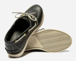 Chaussures Bateau Femme Cuir Marine et Crème PHENISE