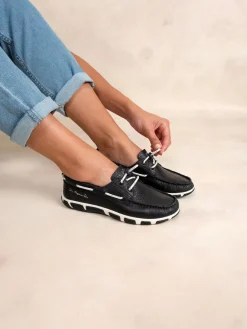 Chaussures Bateau Femme Cuir Marine