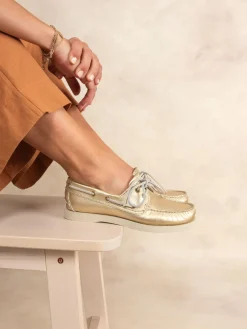 Chaussures bateau femme or PHENISE