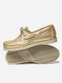 Chaussures bateau femme or PHENISE