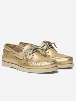 Chaussures bateau femme or PHENISE